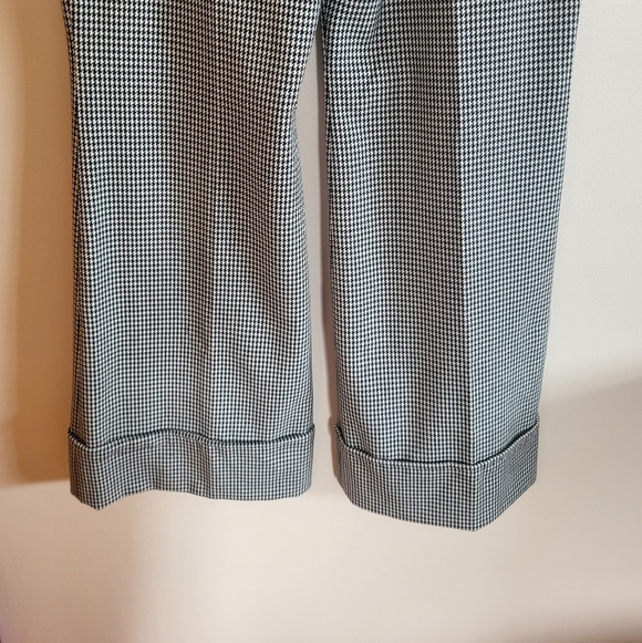 Maeve Anthro Wide-Leg Houndstooth Trousers Black/White Size 14 Petite NWT - Picture 8 of 11
